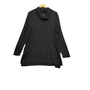 J Jill Pima Cowl Neck Tunic Top Womens XL Black Casual Basic Minimalist Modest